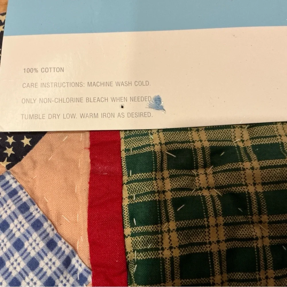 Vintage living quarters quilted table runner holiday multicolored plaid 68x14